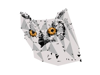 Gray owl polygonal illustration. Abstract low poly. Polygon concept color