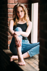 Naklejka premium charming dreamy girl