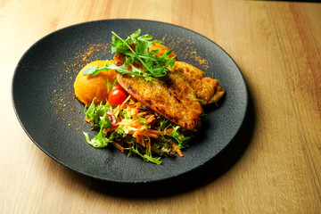 Chicken dish on a restaurant table