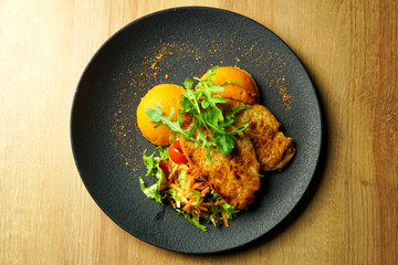 Chicken dish on a restaurant table
