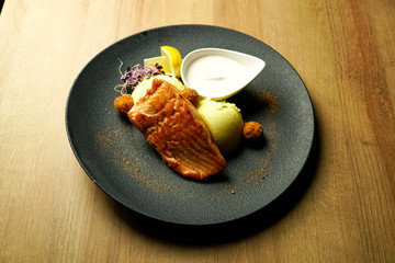 Chicken dish on a restaurant table