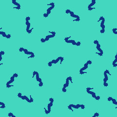 Seamless pattern blue Seahorse silhouette on blue background, vector eps 10