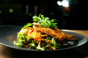 Chicken dish on a restaurant table