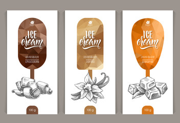Vector set of templates packaging ice cream