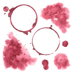 Vector set Wine spots, drops and stains