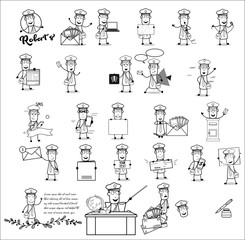 Retro Mailman Character with Many Concepts - Collection of Vector illustrations