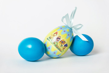 Colored easter eggs on a white background. Isolate. White background.