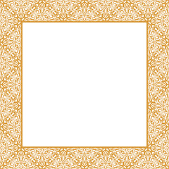 Decorative frame Elegant vector element for design in Eastern style, place for text. Floral golden border. Lace illustration for invitations and greeting cards.