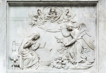 Fototapeta na wymiar Biblical Bas-relief at the base of the Colonna della Immacolata in Rome