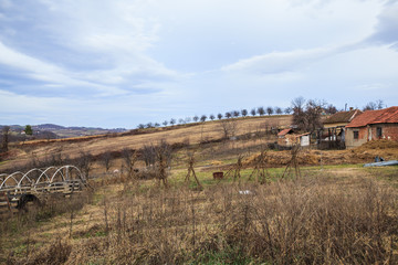 Fototapeta na wymiar Traditional rural house and farm Serbia