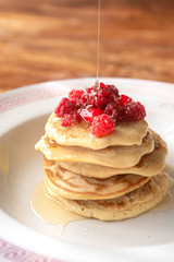 Pancakes with raspberries
