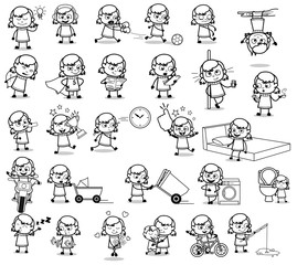 Retro Cartoon Teen Character - Set of Concepts Vector illustrations