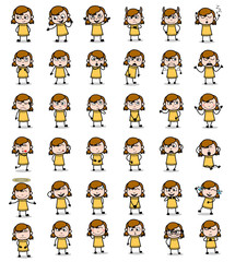 Collection of Cartoon Young Teen Poses - Set of Concepts Vector illustrations