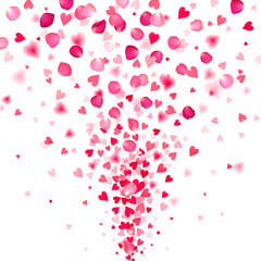 Explosion of Confetti from Red Hearts and Rose Petals