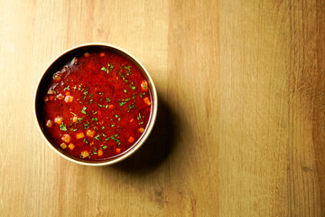 Soup  on a restaurant table