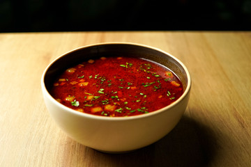 Soup  on a restaurant table