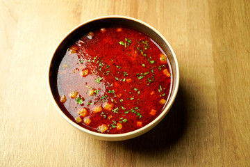 Soup  on a restaurant table