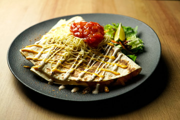 Tortilla on a restaurant table