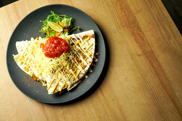 Tortilla on a restaurant table