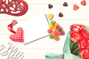St. Valentine Day scene. Ideal for valentine text, proposal and wedding invitation