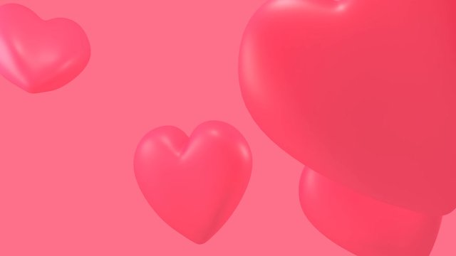 Floating 3D Hearts Looped Background Animation