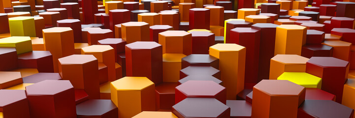 Colorful background with hexagon pattern - 3D Rendering