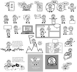 Various Retro Cartoon Vendor Concepts - Collection of Vector illustrations