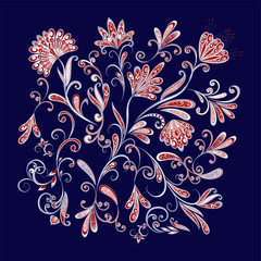 Bouquet of fantastic flowers. Background in ethnic traditional style. - 315647837