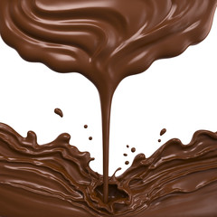 splash of chocolate background isolated on white background 3d rendering.