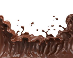 splash of chocolate background isolated on white background 3d rendering.