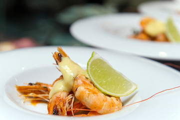 shrimp cocktail sauce in a restaurant, ready meal