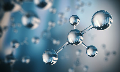 3d illustration of Science background molecule and atom model. - obrazy, fototapety, plakaty