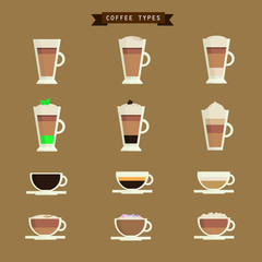 Coffee Types Set Icons