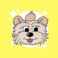Illustration of Dog Head Cartoon, Cute Funny Character, Flat Design