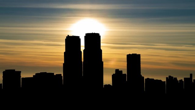 Polanco View at Sunset From Chapultepec Park, Time Lapse with Colourful Clouds, Mexico City