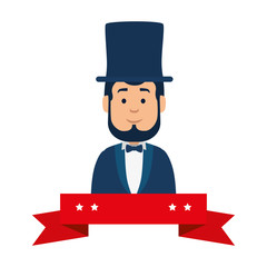 Isolated usa president man and ribbon vector design