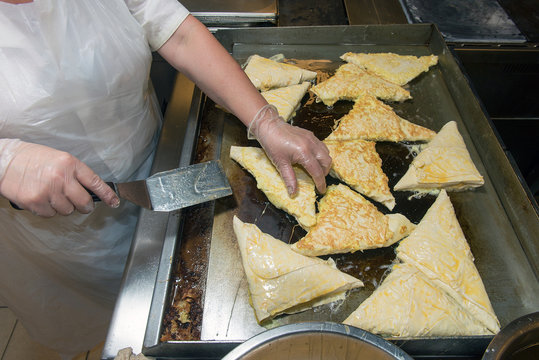 the work of the chef, the production of burritos with meat