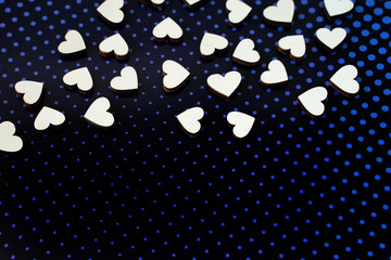 White hearts on black background. Space for text or logos