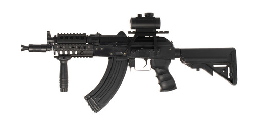 Military toy airsoft rifle isolated on white background