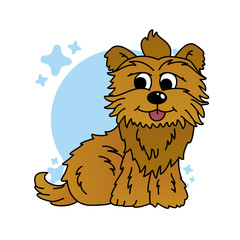 Sticker of Dog Cartoon, Cute Funny Character, Flat Design