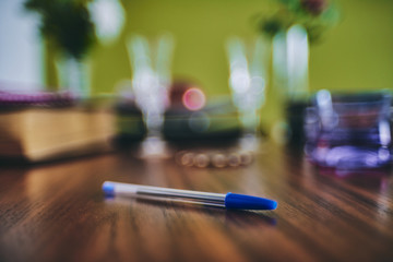 simple pen on a elegant wooden table