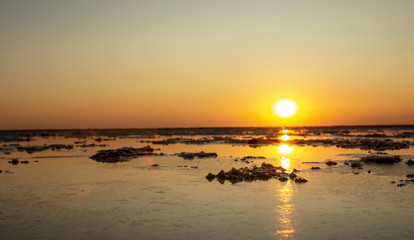 sunset on the salt lake, nature background