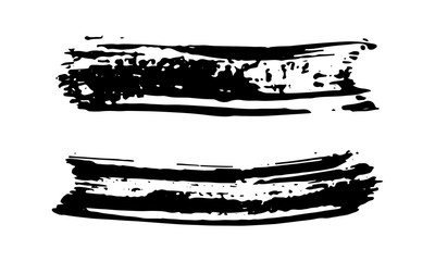 Brush strokes Set hand drawn grunge texture vector illustration isolated on white background