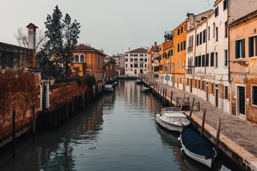 Fototapeta na wymiar View of a canal in Venice Italy