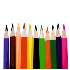 Several colored pencils on white.