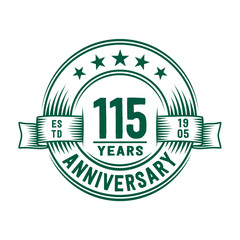 115 years logo design template. 115th anniversary vector and illustration.