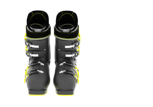 3d render snowboard and ski shoes