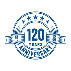 120 years logo design template. 120th anniversary vector and illustration.