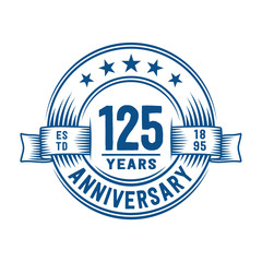 125 years logo design template. 125th anniversary vector and illustration.
