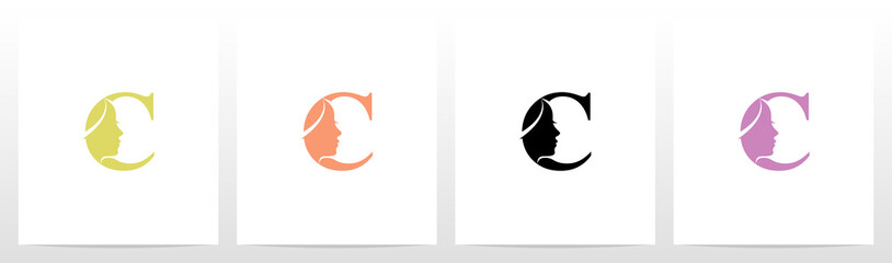 Woman Face On Letter Logo Design C